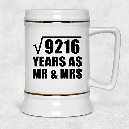 96th Yıldönümü Karekök 9216 Yıl Mr & Mrs Olarak - 22 oz Bira Stein Seramik Bar Kupa Tankard Drinkware-Eşi için Koca Lady Onu