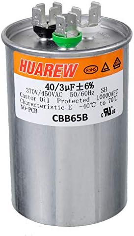 HUAREW 40+3 uF ±6 %40/3 MFD 370/450 VAC CBB65 Çift Çalışma Başlangıç kondansatör için Yuvarlak kondansatör Düz serin veya ısı