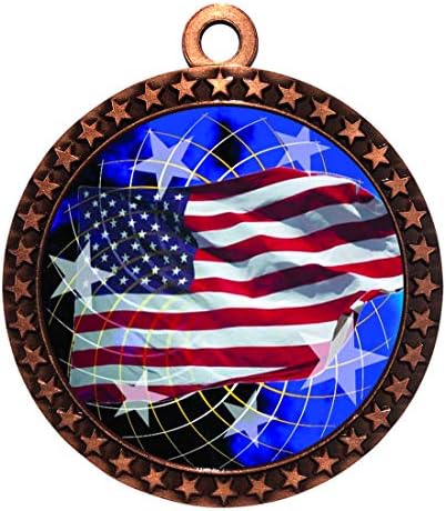 Ekspres Madalya 1 ila 50 Paket Amerikan Bayrağı Bronz Madalya Kupa Ödülü Boyun Şerit STDD212-FCL570