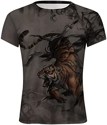 Erkekler için gömlek, erkek Hayvan Baskılı Kısa Kollu T-Shirt Casual O-Boyun Egzersiz Atletik Grafik Tee Tops Bluzlar