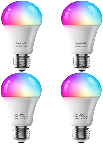 Smirson Akıllı Ampuller LED Ampuller A19 E26 9W 800LM Çok Renkli, RGB Renk Değiştiren LED Ampul,WiFi + Mavi,Ses Kontrolü,Müzik
