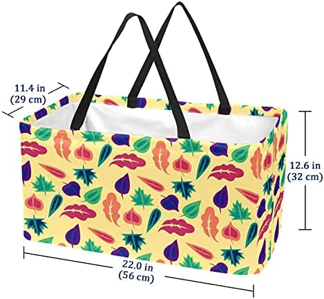 Tropikal Sarı Yaprak Kullanımlık Bakkal Dükkanı Çanta Katlanabilir Programı Tote Çanta Boy Katlanır Sepet Çamaşır Sepeti