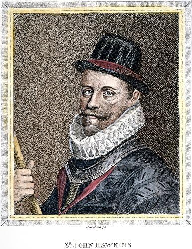 Sir John Hawkins (1532-1595) Nenglish Deniz Komutanı Aquatint İngilizce 1800 Poster Baskı tarafından (18x24)