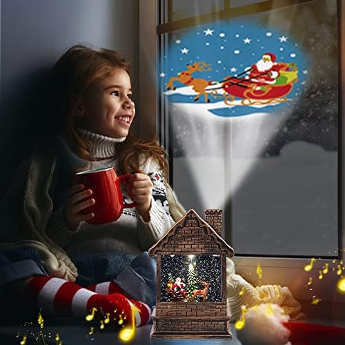 Noel Kar Küreleri USB ve Pille Çalışan, LED Projeksiyonlu Kar Küreleri Noel Müzikali, Dönen Su Kar Küresi Noel Fenerleri Ev