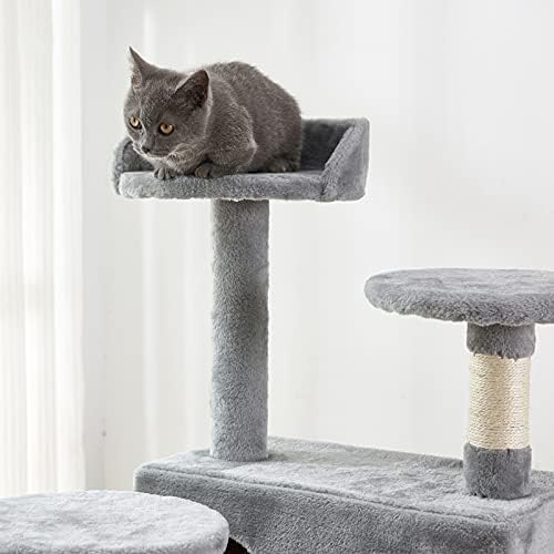 Kedi Kulesi, Sisal Tırmalama Tahtası ile 52.76 İnç Kedi Ağacı, Yastıklı Platformlu Kedi Aktivite Ağaçları, 2 Lüks Kınamak,