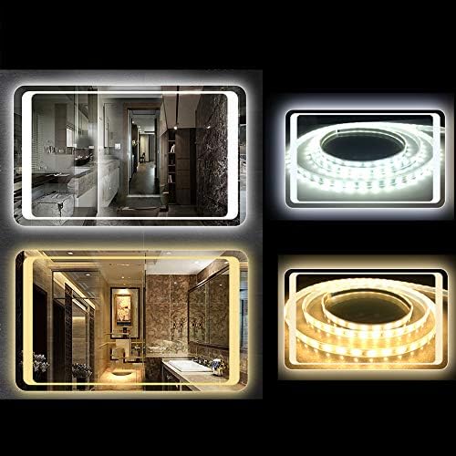 ZYFA Banyo Makyaj Aynası,Duvara Monte LED Işıklı Ayna,Buğu Önleyici, Işıklı Makyaj Aynası Tıraş Uygulamaları, Ev veya Otel