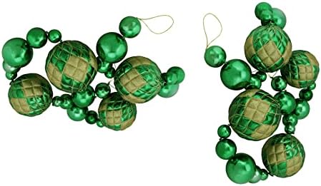 Süslemeleri-6 ' Büyük Boy Parlak Yeşil Noel Topu Garland Altın Glitter Accent-XMAS10