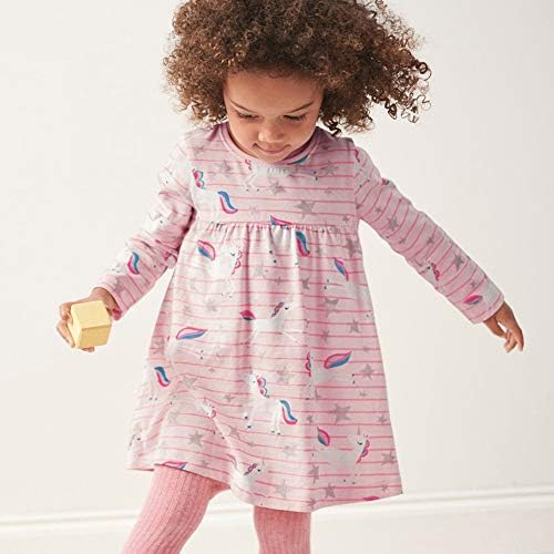 Toddler Kız Pamuk Uzun Kollu Rahat Elbiseler Bebek Kız Dantel Karikatür Salıncak Elbise 1-8 T