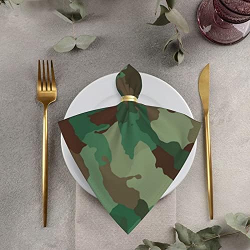 Yeşil Ordu Kamuflaj Kumaş Peçeteler, Düğünler, Partiler, Tatil Günlük Kullanım için Akşam Yemeği Peçeteleri £ 19.6 X 19.6 İnç
