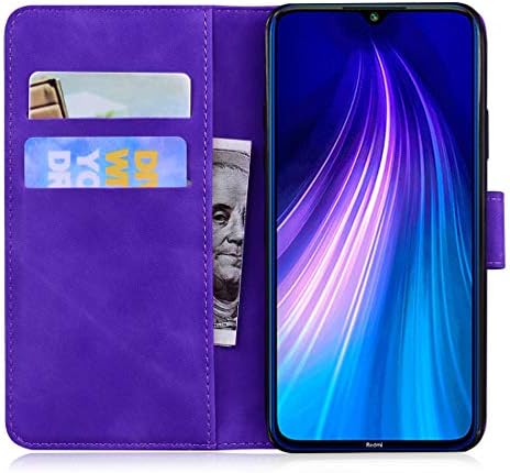 Aippy Xiaomi Redmi Not 8 T Telefon Mor deri cüzdan Kılıf, PU Leatehr Cüzdan Koruma Kapağı, [Manyetik Kapatma] [Kickstand] Kredi