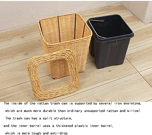 DİANDİAN Kapalı çöp kutuları Çöp Sepeti Rattan Çıkarılabilir İç çöp kutusu ile Dokuma Dekoratif çöp tenekesi saklama sepetleri