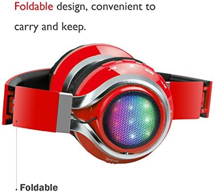 Rıwbox WT-07 Katlanır Kablosuz Bluetooth Stereo Kulaklıklar 3 LED ışıklı Ayarlanabilir Kulaklıklar (kırmızı)