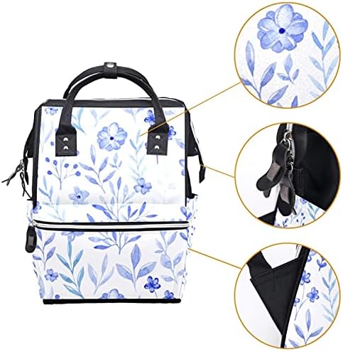 Mavi Suluboya FloralWomen Sırt Çantası Bezi Çanta Bebek Bezi Çantası, Rahat Seyahat Geri Paketi, hafif Analık Büyük