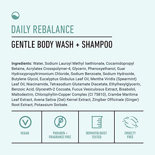 Günlük Rebalance Nazik Vücut Yıkama + Şampuan, Temizler ve Sağlıklı Cilt Bariyerini Destekler-8 oz