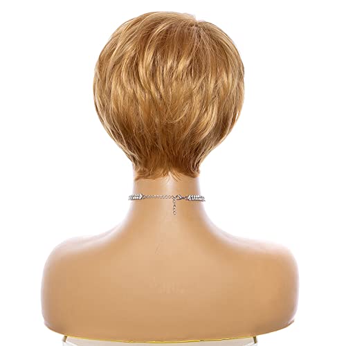 Kadın kısa düz sentetik Altın Bob peruk Fiber günlük kullanım H peruk ZY-099 6 inç 1 ADET