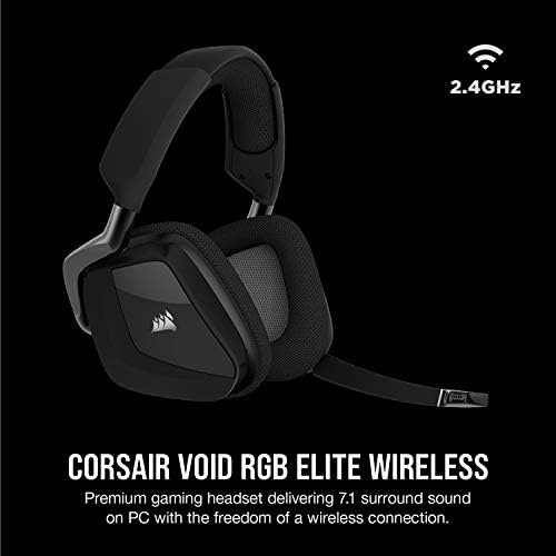 7.1 Surround Ses özellikli Corsair Void RGB Elite Kablosuz Premium Oyun Kulaklığı-Discord Sertifikalı-PC, PS5 ve PS4 ile çalışır-Karbon