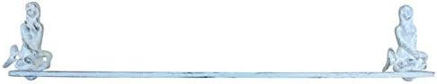 Yaşlı Beyaz Dökme Demir Denizkızı Banyo Havlu Tutacağı 26 - Deniz Denizkızı-Plaj D