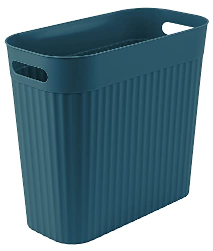NİOİPXA Plastik Dikdörtgen Küçük Çöp Tenekesi Çöp Kovası, Banyo, Mutfak, Ev Ofis, Yurt için Kulplu Çöp Konteyneri Kutusu (Mavi-Yeşil,