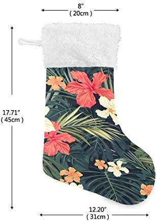YUEND ile Beyaz Peluş Trim için Aile Tatil Noel Parti Süslemeleri Noel Stocking Kitleri Hawaiian Renkli Çiçek Tropikal Desen