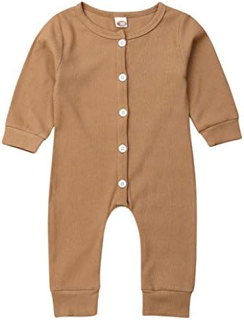Emmababy Unisex Newbown Bebek Kız Örme Romper Uzun Kollu Kazak Düğmeleri Bodysuit Pijama Üst Güz Kış Giyim