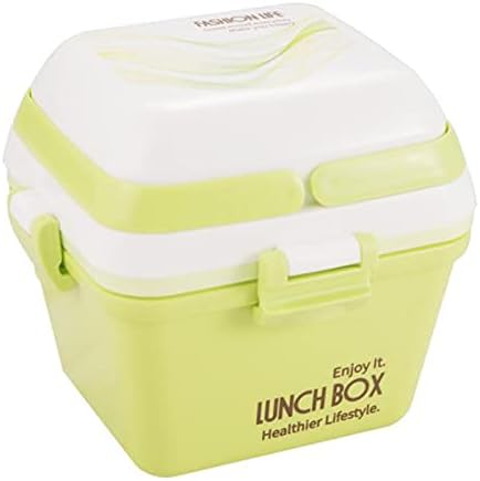 BEELADAN Taşınabilir Plastik Öğle Yemeği Kutusu Kolu ile, All-İn-One Üç katmanlı Gıda Meyve Salatası Depolama Bento Kutusu