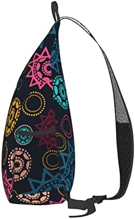 Fftian Asma Sırt Çantası, Renkli Geometrik Çiçek Crossbody Omuz Göğüs Çanta Seyahat Yürüyüş İçin Rahat Sırt Çantası