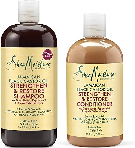 Shea Moisture Strengthen, Grow & Restore Şampuan ve Saç Kremi Seti, Jamaikalı Siyah Hint Yağı Kombinasyon Paketi, 16 oz Şampuan