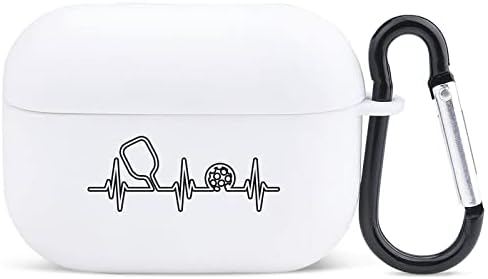 Pickleball Kalp Atışı Bluetooth Kulaklık Kılıf Kapak Darbeye Koruyucu Şarj Kılıfları AirPods Pro için Anahtarlık ile Beyaz