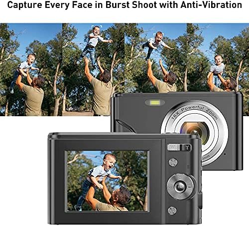 Dijital Kamera FHD 1080P Mini Video Kamera YouTube için 36MP Vlog Kamera 2.4 İnç IPS LCD Ekran 16X Dijital Zoom ile Kompakt