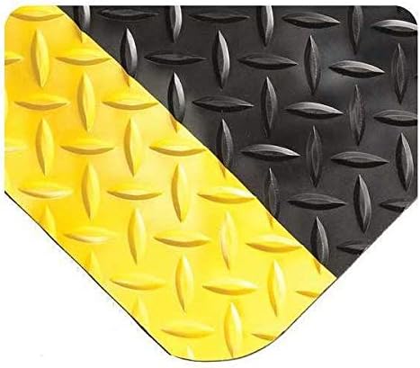 Wearwell Inc Siyah / Sarı Elmas Plakalı Spongecote Mat 5 ft. G x 62 ft. L, 9/16