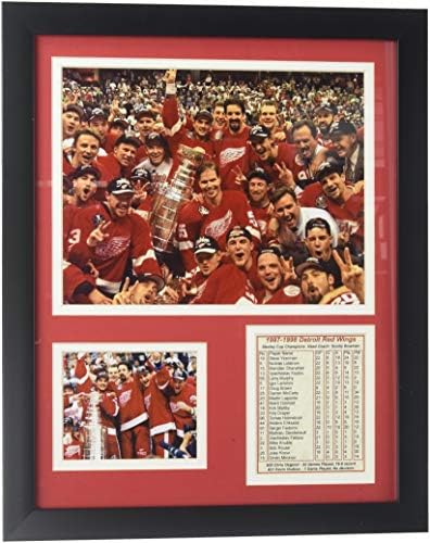 Efsaneler Asla Ölmez NHL Detroit Red Wings 1998 Stanley Kupası Şampiyonları Çift Keçeleşmiş Fotoğraf Çerçevesi, 12 x 15