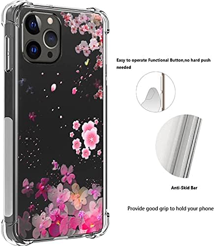 HUIYCUU için iPhone 13 Kılıf için Kadın Kızlar 6.1, Darbeye Kaymaz Sevimli Çiçek Baskı Temizle Tasarım Çiçek Desen İnce Kristal