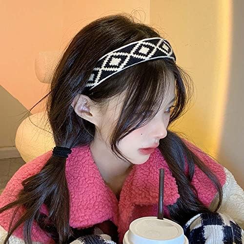 YİNMZ Elastik Rahat Kış Şerit Kadın Kafes Örme Kadın Hairband Dama Bandı Kore Tarzı Şapkalar Saç Aksesuarları(K)
