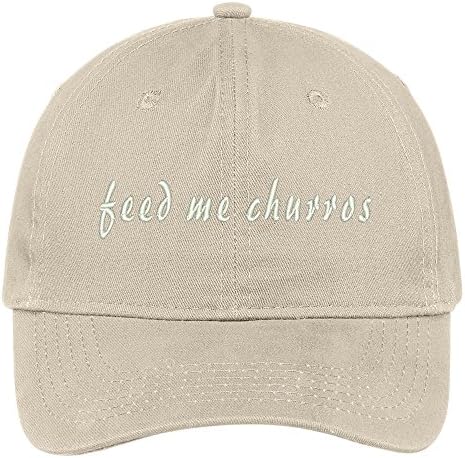 Trendy Giyim Mağazası Feed Me Churros İşlemeli Fırçalanmış Pamuklu Ayarlanabilir Kap Baba Şapkası