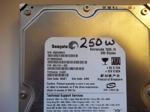 Seagate Barracuda ST3250820AS 250 GB 7200 RPM 8 MB Önbellek SATA 3.0 Gb/s Dik Kayıt Sabit Disk