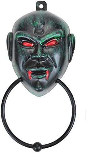 Peçe Eğlence Gerçek Çalışma Vampir Ghoul Metal Tokmağı 11 x 5 Asılı Dekorasyon, yeşil Kırmızı