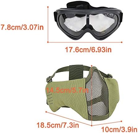 MGFLASHFORCE Airsoft Maskesi ve Gözlükleri, Çelik Hasır Maske