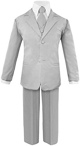 Luca Gabriel Yürüyor Boys ' 5 Parça Klasik Fit Hiçbir Kuyruk Resmi Haki Elbise Suit Kravat ve Yelek ile Set