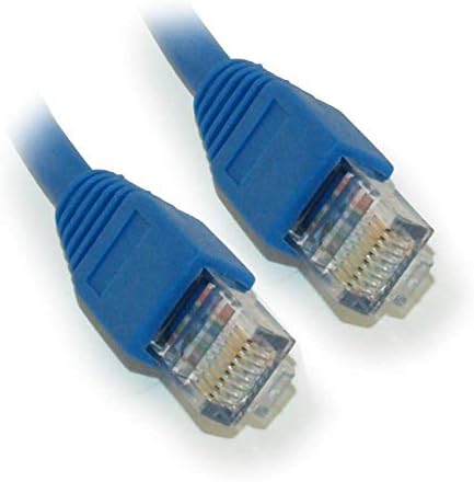 MyCableMart 3ft Cat5E Ethernet RJ45 Yama Kablosu, Telli, Snagless Önyüklemeli, Mavi