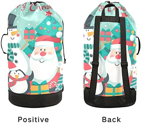 Noel Tebrik çamaşır torbası Seyahat Çamaşır Sırt Çantası ile Ayarlanabilir Kayış Yıkanabilir Ağır Büyük İpli Çamaşır Sırt Çantaları