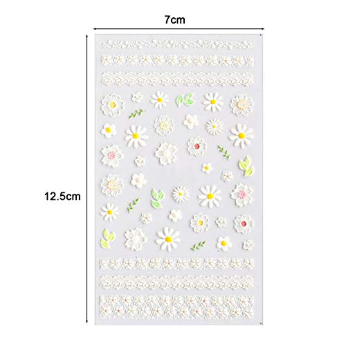 Tırnak etiket dantel tasarım 5D oyulmuş tırnak sanat dekorasyon manikür beyaz gül çiçek ipuçları kadın için