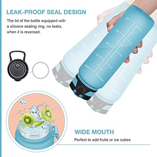 PASER Motivasyon Su Şişesi 32 oz Saman ve Zaman İşaretleyici ile, BPA Ücretsiz ve Sızdırmaz Tritan Taşınabilir Kullanımlık