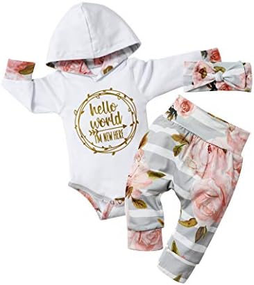 KANGKANG Yenidoğan Bebek Kız Kıyafetler Hoodie Tulum Çiçek Pantolon Uzun Kollu Takım Elbise…
