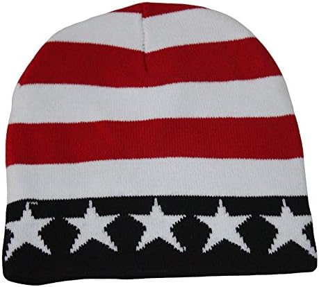 Zegoo Unisex Açık Newsboy Şapka sıcak örgü Bere Kap-Kırmızı Beyaz Çizgili ve Beş Köşeli Yıldız