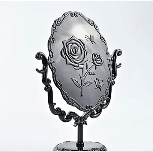 Bcvnsfmsrt Makyaj Masası Aynası Siyah Gül Dönebilen Vintage Masaüstü Makyaj Aynası, Yurt Makyaj Masası Aynası, Tek Taraflı