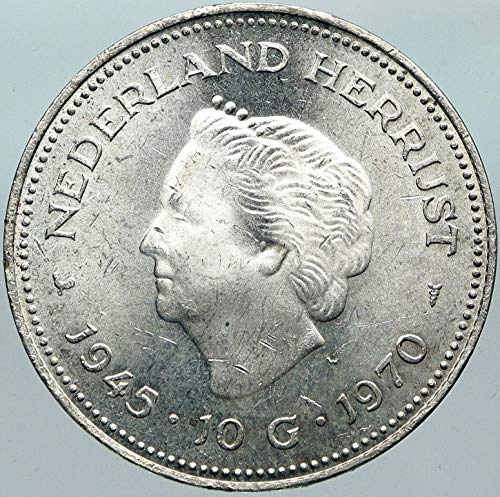 1970 NL 1970 Hollanda Krallık Kraliçesi JULİANA & WİLHELMİ 10 Gulden İyi Sertifikasız
