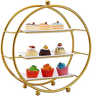 3 Katmanlı Demir Cupcake Standı Metal Yuvarlak Tatlı Meyve Ekran Standı Tatlı Cupcake Pasta Şeker Ekran Plaka Olay, doğum Günü