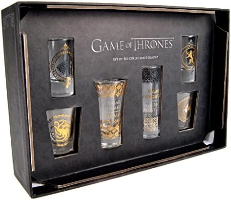 Game Of Thrones 6 adet Siyah ve Altın Premium Game of Thrones Gözlük Seti, 6 Adet (1 Paket), 6 adet