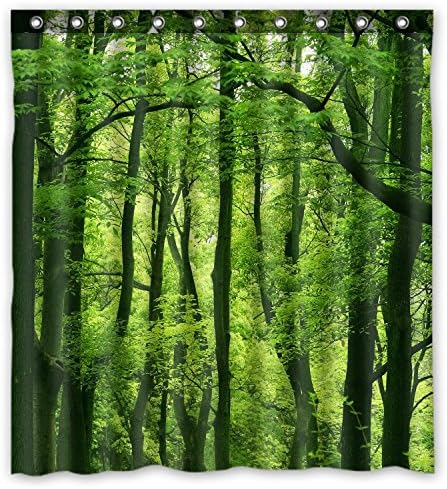 FMSHPON Güzel Taze Yeşil Orman Duş Perdesi Banyo Perdesi 66X72 İnç