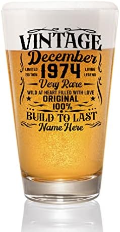Prezzy Kişiselleştirilmiş Vintage Aralık 1974 Sınırlı Sayıda bira bardağı 48 Yaşında 48th Doğum Günü bira bardağı 16 oz
